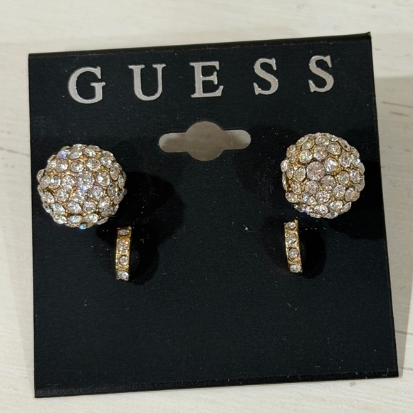 Guess Earrings Rhinstone Stud & Mini Hoop Bling - Picture 1 of 1